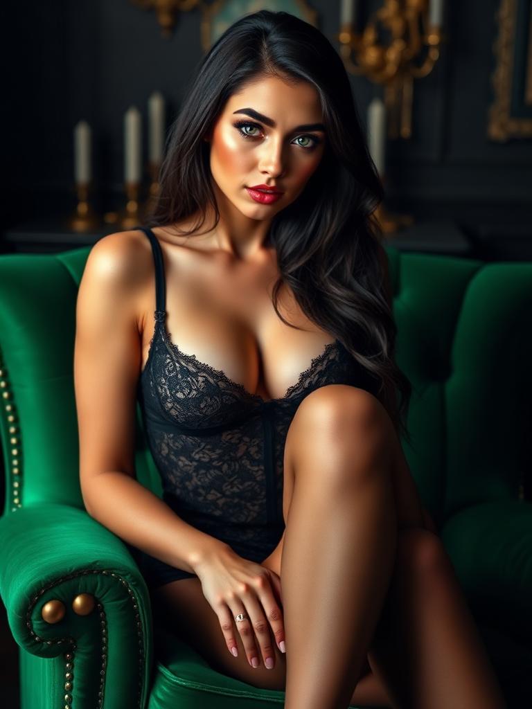 Luxury bedroom portrait — Premium bedroom ai character example for SexyGF AI girlfriend generation